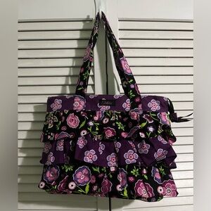 Sisters by Longaberger Fabric Purse Bag Purple Floral
